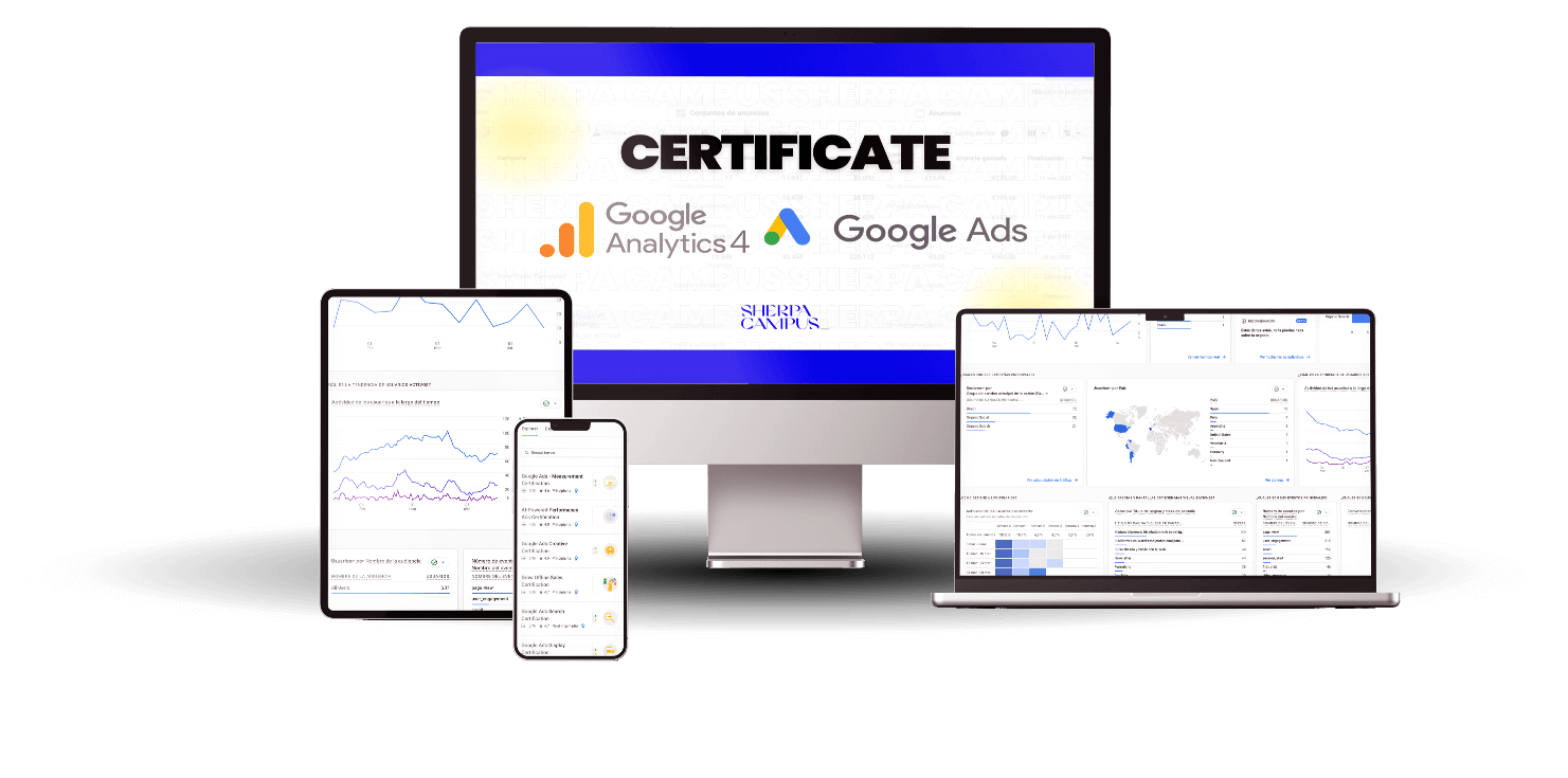 imagen mockup certificado google analytics y google ads
